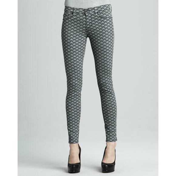 Hudson Jeans Denim - Hudson Nico Jeans Womens Size 27 Black/White Midrise Super Skinny Art Deco Print